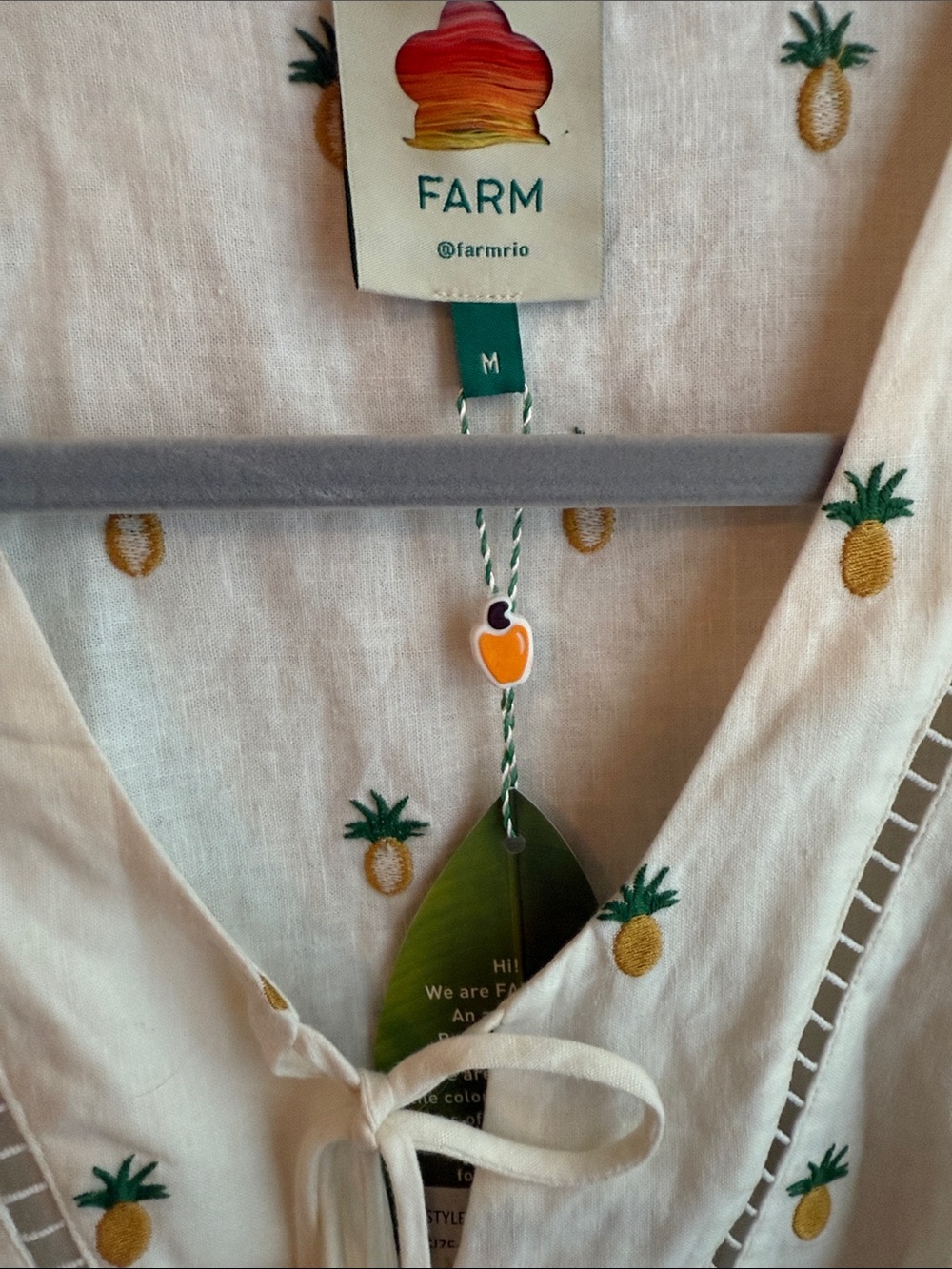 NWT FARM Rio Pineapple Embroidered Blouse - Picture 2 of 8